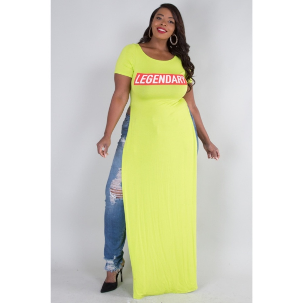 1x-3x Round neck Legendary two slits top - Picture 2 of 8